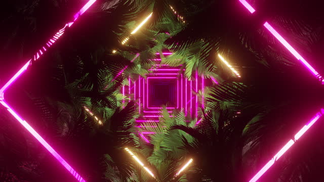 Palm Tree In Light Neon