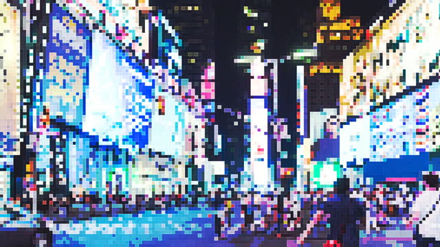 T/L Pixel Art Metropolis, Times Square at Night / Manhattan, NYC