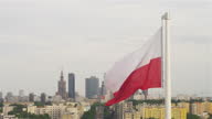 istock Polish flag standing in a big roundabout in the city center of Warsaw. Drone view 1315397129