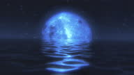 istock Surreal, full moon over calm sea. Blue light 1335968819
