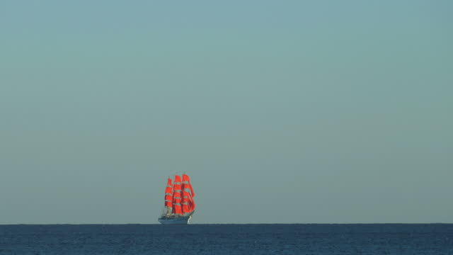 tall ship on scarlet sails