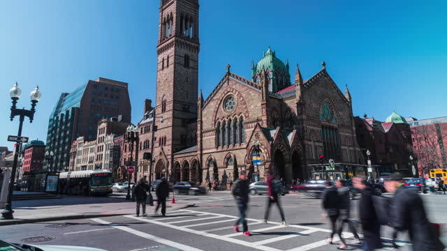 Time lapse of Boston Old South Church in in Massachusetts, United States