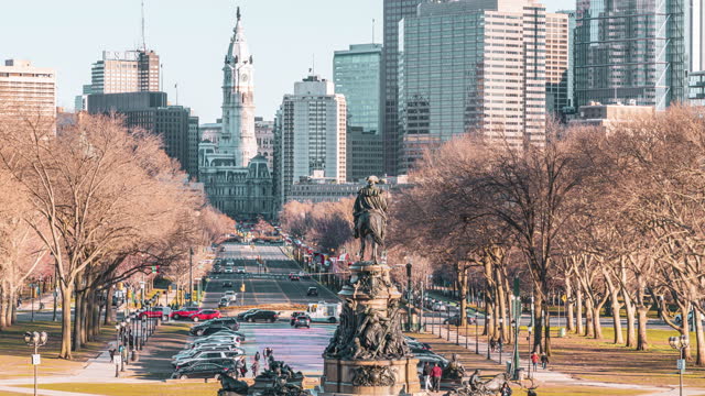 Time lapse of Philadelphia cityscape