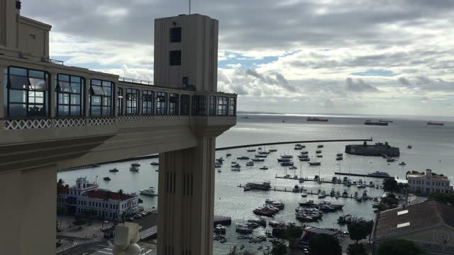 View in Lacerda Elevator (Elevador Lacerda) to the bay in Salvador, Brazil