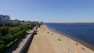istock Volga river region, aerial view on beautiful beach in Samara city, Russia 1342177662