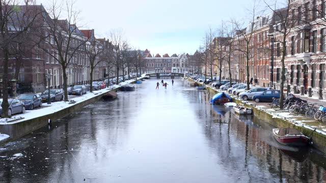 Winter in the city of Leiden, the Netherlands